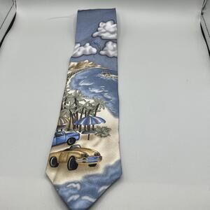 Tropicals By Tango Men's Silk Tie Beach Palm Trees in cars